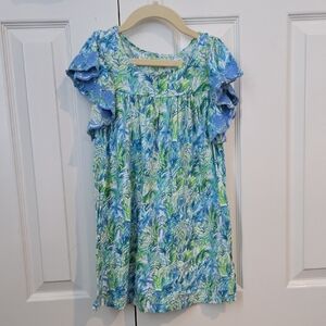 Lilly Pulitzer Girls Dress, Medium Size 6/7 Stassie Dress Out to Play Green Blue
